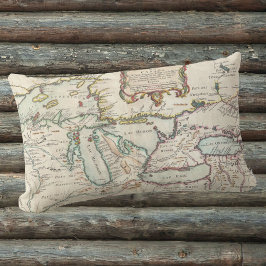 Cojín Lumbar Mapa antiguo de los Grandes Lagos