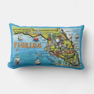 Cojín Lumbar Mapa de Dibujos de Florida