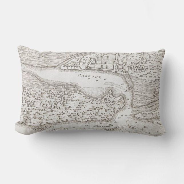 Cojín Lumbar Mapa de época de San Agustín Florida (1763) (Anverso)