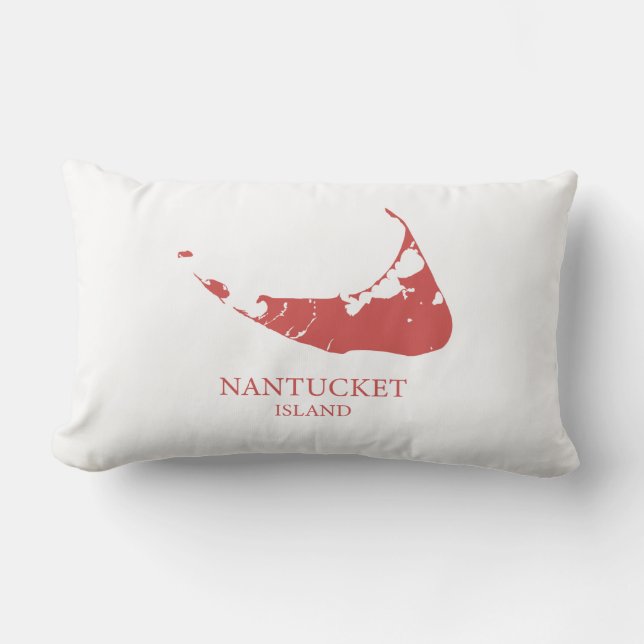 Cojín Lumbar Mapa de la isla de Nantucket Nantucket rojo Almoha (Anverso)