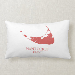Cojín Lumbar Mapa de la isla de Nantucket Nantucket rojo Almoha
