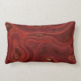 Cojín Lumbar Mapa de mármol: Rojos profundos y oro
