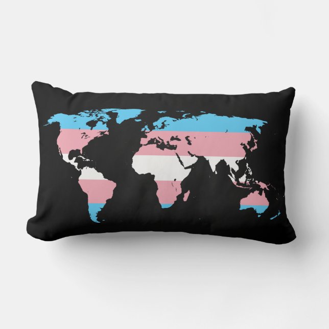 Cojín Lumbar Mapa de Pillow del mundo del orgullo transgénero (Anverso)