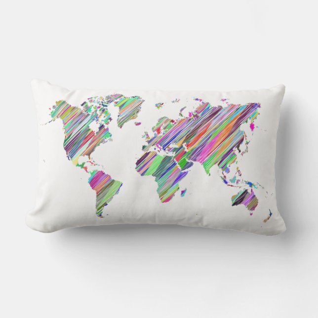 Cojín Lumbar Mapa del mundo arco iris (Anverso)