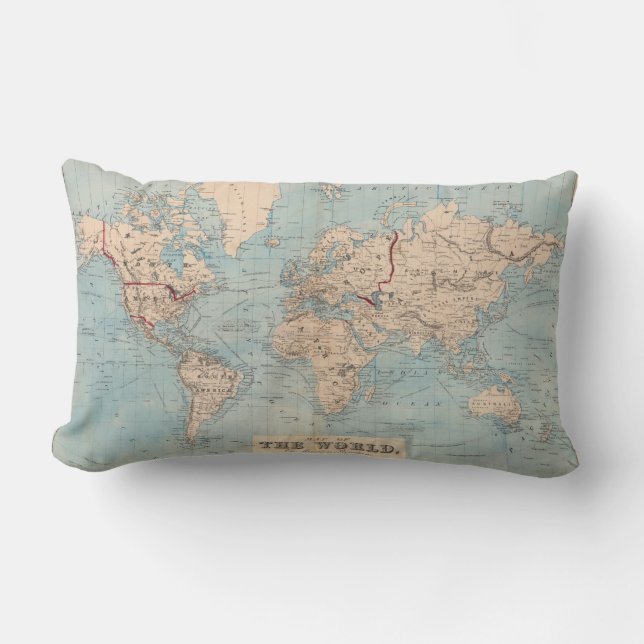 Cojín Lumbar Mapa del mundo en la proyección de Mercator (Anverso)