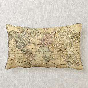 Cojín Lumbar Mapa del mundo en la proyección de Mercators