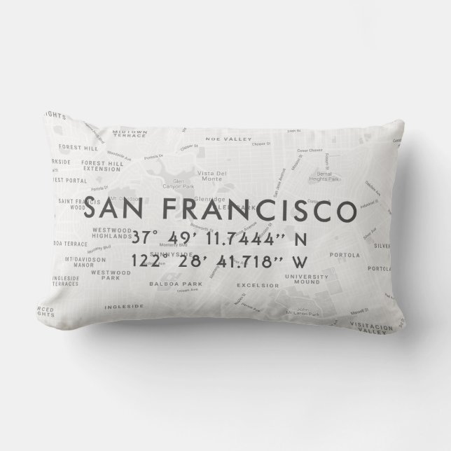 Cojín Lumbar Mapa del Personalizado de San Francisco | Gris cla (Anverso)