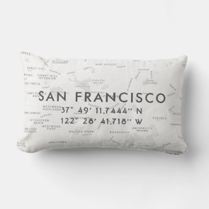 Cojín Lumbar Mapa del Personalizado de San Francisco  Gris clar