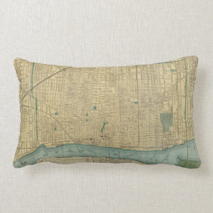 Cojín Lumbar Mapa del vintage de Detroit Michigan (1895)