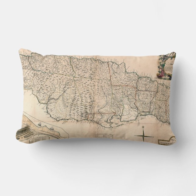 COJÍN LUMBAR MAPA: JAMAICA, 1755 2 (Anverso)