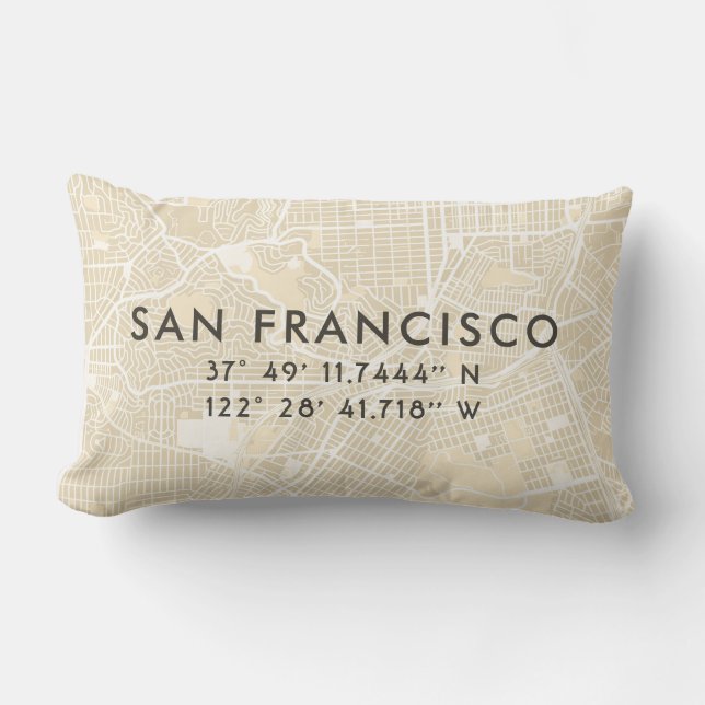 Cojín Lumbar Mapa personalizado San Francisco | Beige (Anverso)
