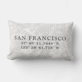 Cojín Lumbar Mapa personalizado San Francisco | Gris claro