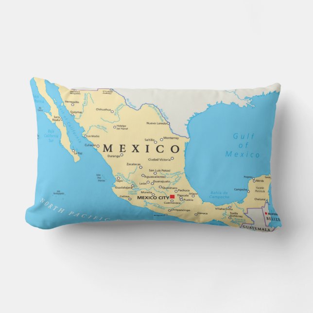 Cojín Lumbar Mapa político de México (Anverso)