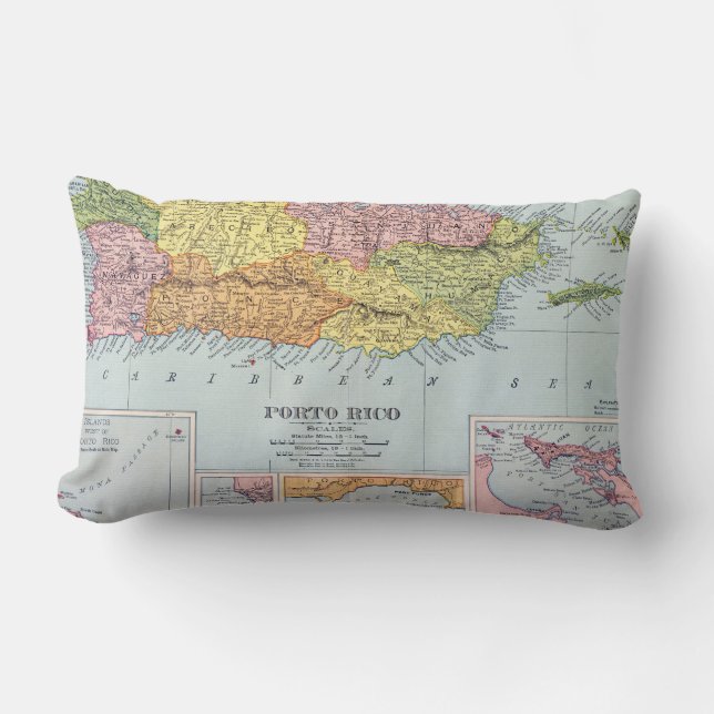 COJÍN LUMBAR MAPA: PUERTO RICO, 1900 (Anverso)