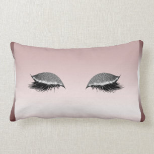 Cojín Lumbar Maquillaje de pestañas con brillo rosa y plata dor