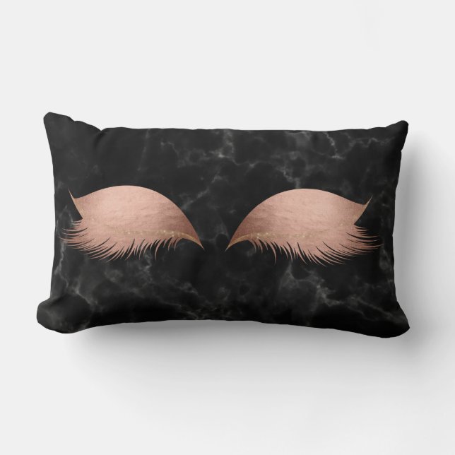 Cojín Lumbar Marble Negro Gris Rosa Oro Vip Makeup Lashes (Anverso)
