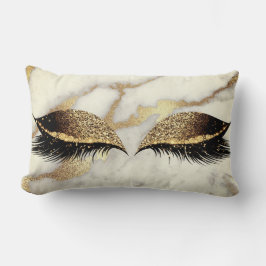Cojín Lumbar Marble Oro Blanco Gris Plata Glam Maquillaje Láces