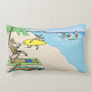 Cojín Lumbar Marea de Yule - día de fiesta de la playa de Sant