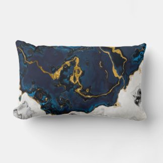 Cojín Lumbar Mares de mármol amarillo azul de oro esmeralda