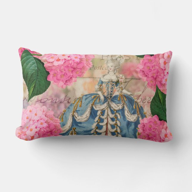 Cojín Lumbar Marie Antoinette Pink Hydrangeas Lumbar Pillow (Anverso)