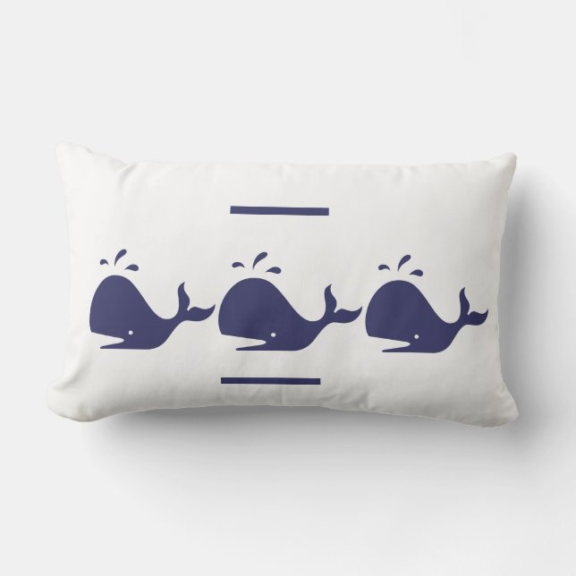 Cojín Lumbar marina BLUE WHALE blanco PILLOW vida costera (Anverso)