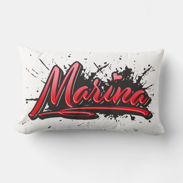 Cojín Lumbar Marina Vorname Name red Heart Graffiti Kissen (Anverso)