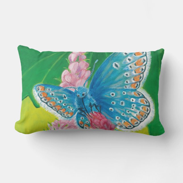 Cojín Lumbar Mariposa azul Chapmans (tersidades Polyommatus) (Anverso)