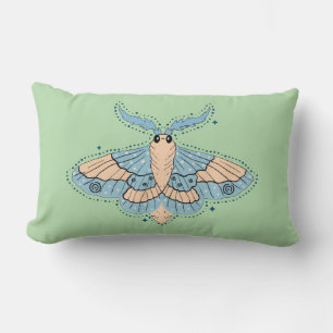 Cojín Lumbar Mariposa Celestial Caprichosa — Azul Suave y Meloc
