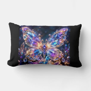 Cojín Lumbar Mariposa de Cristal Arcoíris   Brillante Colorido
