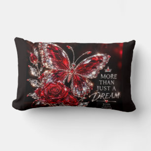Cojín Lumbar Mariposa de cristal de rubí y rosa