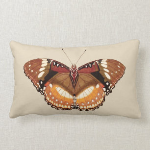 Cojín Lumbar Mariposa de monarca en Brown, moho y crema
