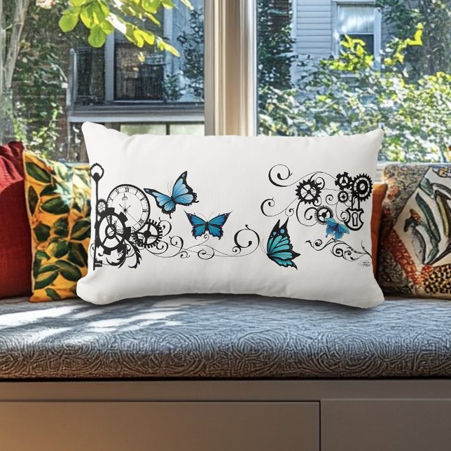 Cojín Lumbar Mariposas azules de la tribu Steampunk (Subido por el creador)