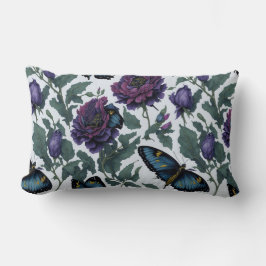Cojín Lumbar Mariposas florales vintage de plo morado magenta