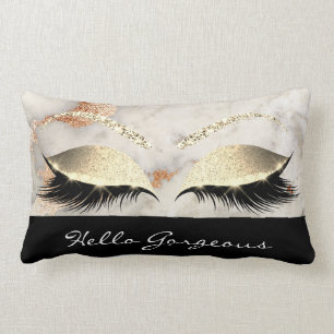 Cojín Lumbar Mármol de cobre de coral azota a negro