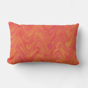 Cojín Lumbar Marmoleado Naranja Rosa Rojo Patrón