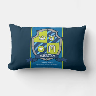 Cojín Lumbar Martin nombre letra M escudo azul verde