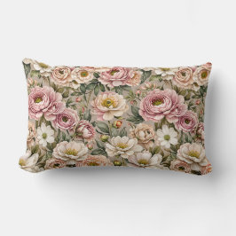 Cojín Lumbar Mauve polvoriento y rosas blancas