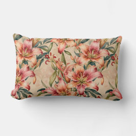 Cojín Lumbar Mauve y Copper Lilies en Tan