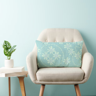 Cojín Lumbar Maz Floral Bubbles Polka Dot Pato Huevos Blue Mint