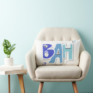 Cojín Lumbar Mazipoodles Bah Humbug Blue Gradiente Blanco