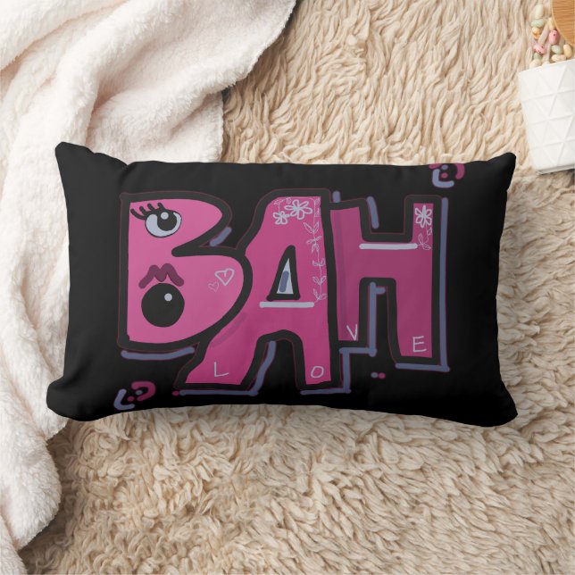 Cojín Lumbar Mazipoodles Bah Humbug Love Lavender Magenta Black (Manta)