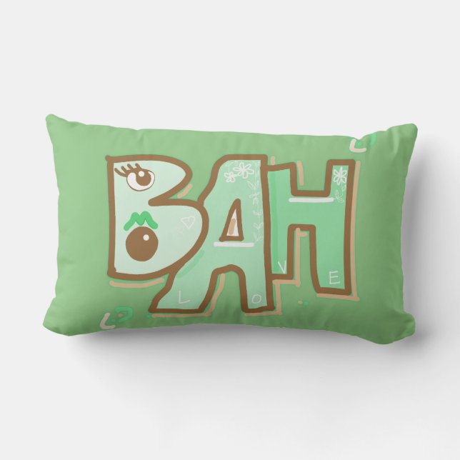 Cojín Lumbar Mazipoodles Bah Humbug Love Mint Brown (Reverso )