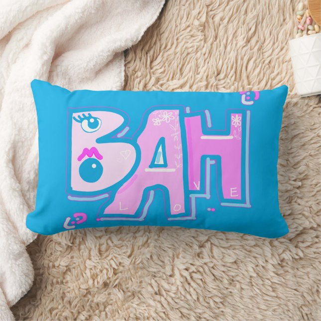 Cojín Lumbar Mazipoodles Bah Humbug Love Pink Verde azulado (Manta)