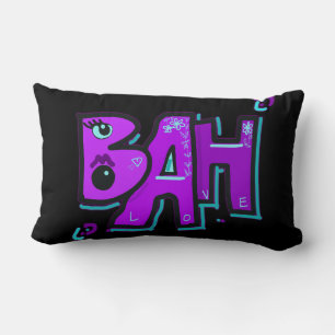 Cojín Lumbar Mazipoodles Bah Humbug Love Violeta Verde azulada 