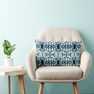 Cojín Lumbar Mazipoodles Neuro Art - Flor blanca Verde azulada