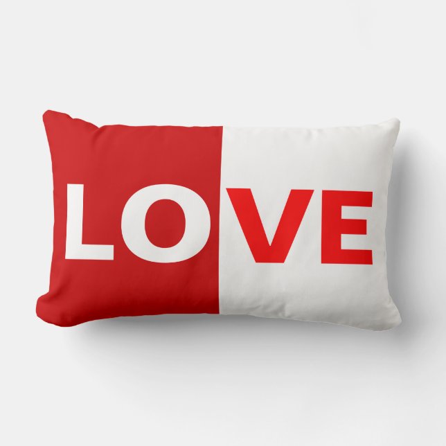 Cojín Lumbar Medio amor rojo/medio blanco (Anverso)
