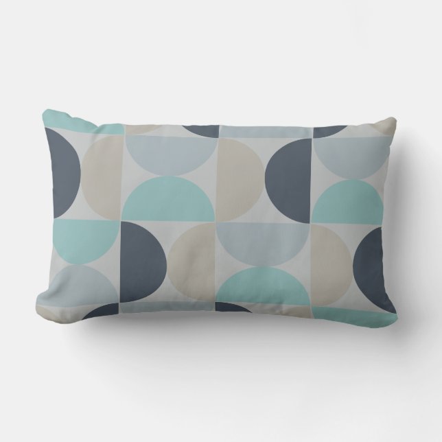Cojín Lumbar Medio siglo Verde azul y gris moderno (Anverso)