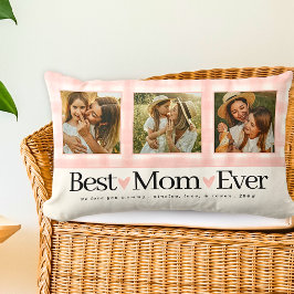 Cojín Lumbar Mejor Mamá Nunca 3 Foto Día de la Madre Gingham He