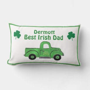Cojín Lumbar Mejor papá irlandés camión verde vintage pintado a