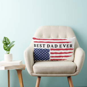 Cojín Lumbar Mejor Papá Nunca Bandera Estadounidense